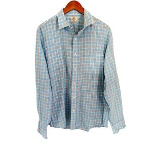 Faherty Mens Long Sleeve Button-Down Plaid Shirt L Blue & Pink 100% Cotton Comfo